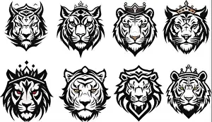 Anger Prints: lion and tiger head collection