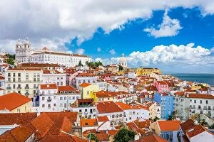 Images Dated 11th October 2014: Lisbon, Portugal city skyline over the Alfama district