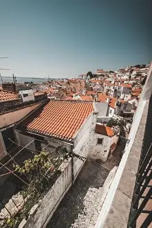 Sintra Prints: LISBON, PORTUGAL - MAY 7, 2018: view to town with orange roofs in Lisbon, Portugal