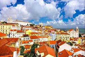Images Dated 11th October 2014: Lisbon, Portugal old town skyline in the Alfama district