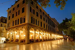 Lamps Prints: Liston by night, Corfu city, Greece