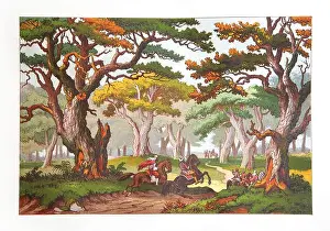 Faith Prints: Lithograph of the Cedars of Lebanon Antique 19th Century The National Illustrated Family Bible - The Holy Bible with