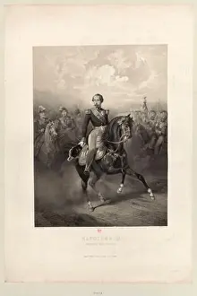 Napoleon Iii Prints: A lithographic portrait presents Napoleon III as Emperor of the French in 1862 during the Second Empire