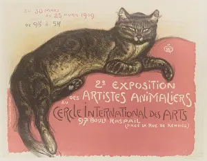 A lithographic poster by Théophile Alexandre Steinlen announces an animal artists exhibition in Paris in 1909