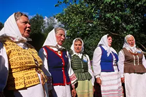 Lithuania Prints: Lithuania, Vilnius, Song festival, women choir wearing traditional outfit