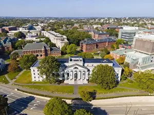 Littauer Center of Public Administration building and Harvard Law School aerial view in Harvard University
