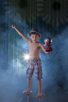 Output Prints: Little boy circus artist on stage