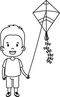 Kite Prints: little boy flying kite