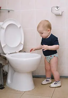 Healthy Home Prints: little boy looks in the toilet