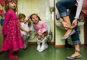 30 40 Years Prints: Little girls sitting on toilets