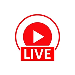 Streaming Prints: Live Stream sign. Red symbol, button of live streaming