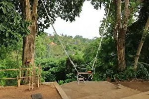 living houses in green surrounding at Campuhan Ridge Walk near Ubud, Bali in Indonesia