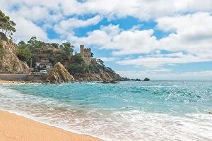 Images Dated 9th April 2018: Lloret de Mar Castell Plaja at Sa Caleta beach in costa Brava of Catalonia, Spain