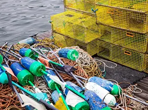 Buoy Prints: Lobster traps and buoys on a dock in Portland, Maine