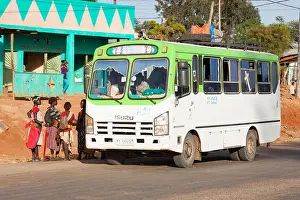 Ethiopian Prints: A Local Bus Picks Up Passengers, Key Afar, Omo Valley, Ethiopia