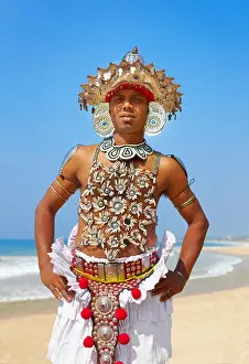 Drums Prints: Local dancer dressed in traditional costume, Sri Lanka