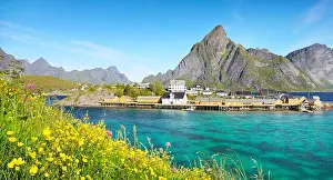 Lofoten Islands, spring landscape, Moskenes, Norway