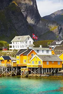 Lofoten Islands Prints: Lofoten Islands, traditional fishermen`s huts Rorbu, Norway