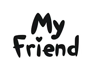 Buddy Prints: Logo inscription My friend. Vector