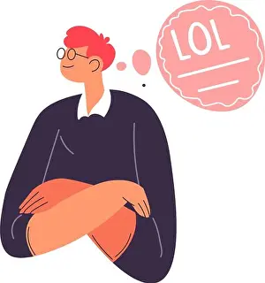 Messenger Prints: Lol expression of male character, bored teenager