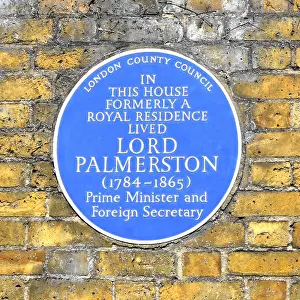 Prime Minister Prints: London County Council famous people blue brick wall plaque lived at this house historical fame of Prime Minister Lord