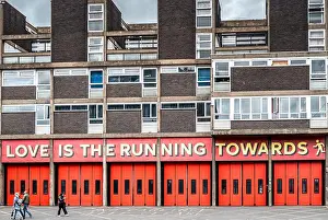 East End Prints: London fire station, motto, 'Love is running towards' Old street