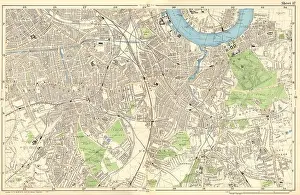 Inches Prints: LONDON SOUTH: Camberwell, Greenwich, Deptford, Lewisham, Southwark.BACON, 1902 map