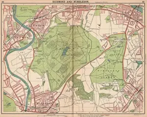 Wimbledon Prints: LONDON SW: Richmond Wimbledon Putney Twickenham Kingston-upon-Thames, 1913 map