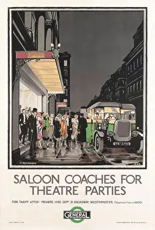 London Underground Prints: London Transport General - Victor Hembrow - SALOON COACHES FOR THEATRE PARTIES, 1926