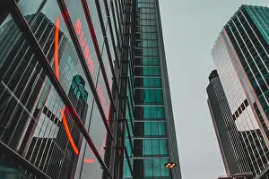 Financial District Prints: London UK January 2021 Red glowing neon sign for Sushi Samba restaurant