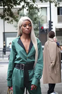 Stylist Prints: LONDON, UK- SEPTEMBER 14 2018: People on the street during the London Fashion Week