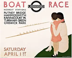 Boat Race Prints: London Underground poster - Andre Edouard Marty - BOAT RACE, 1933