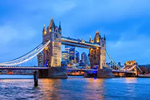 Tower Bridge Prints: London, United Kingdom. Tower Bridge and skyline of London
