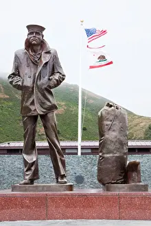 Flagpole Prints: Lone Sailor Statue at The Golden Gate Bridge, San Francisco, USA