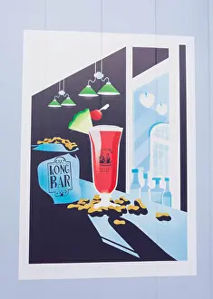 Travellers Prints: Long Bar, Singapore Sling cocktail poster at Raffles Hotel Singapore
