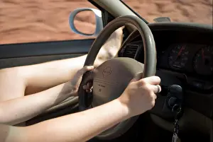 Warming Up Prints: Long driving with leg up on dashboard during vacation