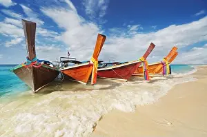 Long tail boat, Tropical beach, Andaman Sea, Thailand