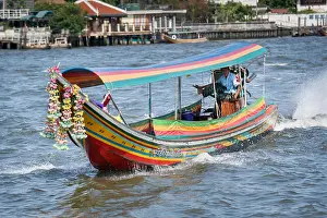 Outboard Prints: Long Tail Boats In Bangkok On The Chao Phraya River