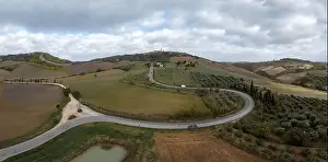 Smalltown Prints: A long winding road leading to the Tuscan hilltop village of Pienza