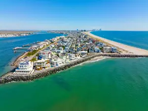Art Building Prints: Longport Point aerial view with Atlantic City at the background