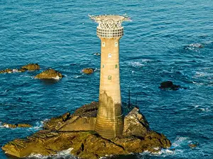 South West Prints: Longships Lighthouse lands end Cornwall. Aerial view