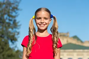 Looking amazing as cute girl. Happy girl smile sunny outdoors