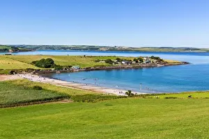 Summer Day Prints: Looking across Blind Strand beach on Courtmacsherry Bay on a beautiful summers day