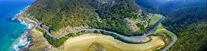 Midday Prints: Looking down at Great Ocean Road bends along the coastline near Lorne, Australia