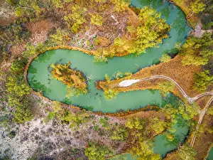Travel Locations Prints: Looking down at magnificent meandering Murray River