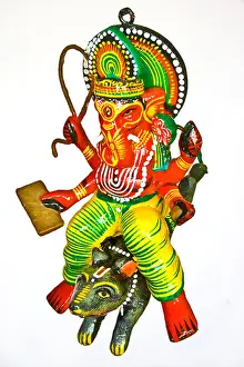 Peacock Prints: Lord Ganesh the hindu god riding on a mouse 3 of 4