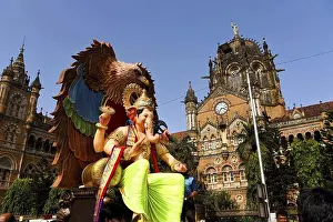 Representing Prints: Lord Ganpati idol procession, Ganesha festival
