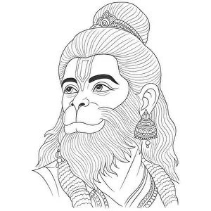 Inspiring Prints: lord hanuman devotional line art