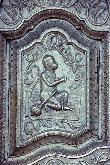 Hanuman Prints: Lord Hanuman emboss work on silver sheet; door of Hanuman Temple ; Sarangpur ; Gujarat ; India