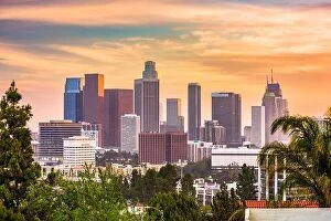 Images Dated 29th February 2016: Los Angeles, California, USA downtown skyline at dusk